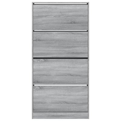 vidaXL Scarpiera 4 Cassetti Ribaltabili Grigio Sonoma 80x21x163,5 cm