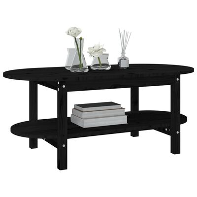 vidaXL Tavolino da Salotto Nero 80x45x45 cm in Legno Massello di Pino