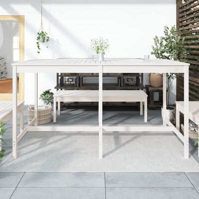 vidaXL Tavolo da Giardino Bianco 203,5x90x110cm Legno Massello di Pino