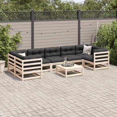 vidaXL Set Divani da Giardino 8 pz in Legno Massello di Pino