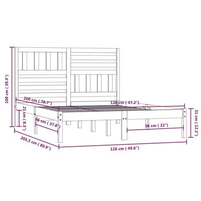 vidaXL Giroletto in Legno Massello di Pino 120x200 cm