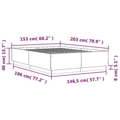 vidaXL Giroletto Luci LED Grigio Sonoma 150x200 cm Legno Multistrato