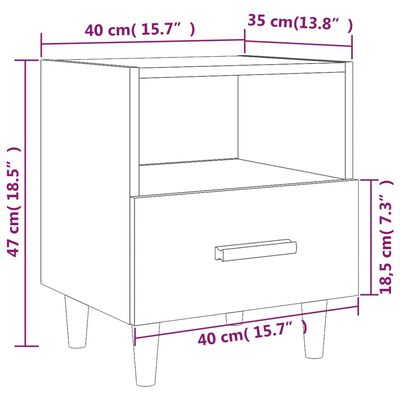 vidaXL Comodini 2 pz Grigio Sonoma 40x35x47 cm