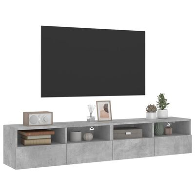 vidaXL Mobili TV Muro 2pz Grigio Cemento 80x30x30 cm Legno Multistrato