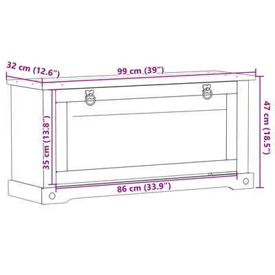 vidaXL Scarpiera Corona 99x32x47 cm in Legno Massello di Pino