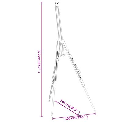 vidaXL Cavalletto 100x104x172 cm in Legno Massello di Faggio