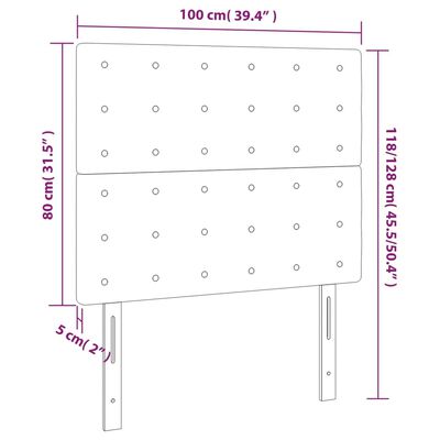 vidaXL Testiera a LED Grigio Chiaro 100x5x118/128 cm in Velluto