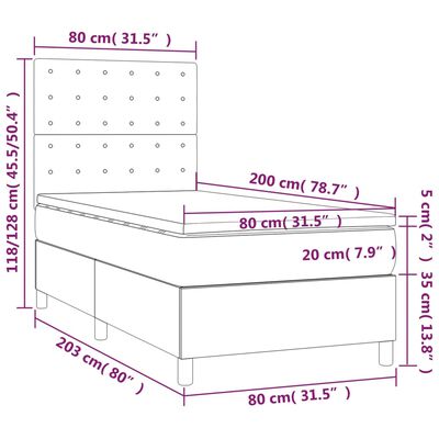 vidaXL Giroletto a Molle con Materasso Cappuccino 80x200 cm Similpelle