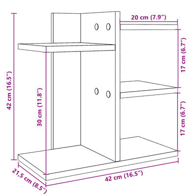 vidaXL Organizer Scrivania Rovere Fumo 42x21,5x42 cm Legno Multistrato