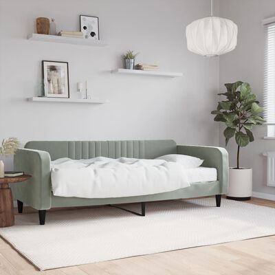 vidaXL Divano Letto con Materasso Grigio Chiaro 90x200 cm in Velluto