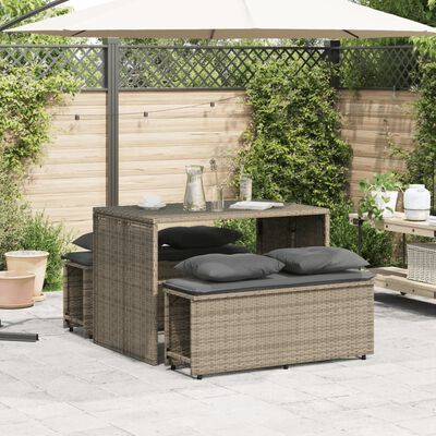 vidaXL Set da Pranzo da Giardino 3 pz con Cuscini in Polyrattan Grigio