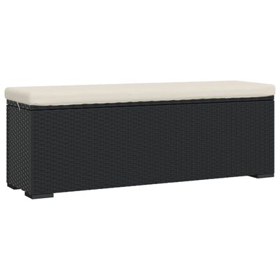 vidaXL Panca Ottomana con Cuscino Nero 110x30x40 cm in Polyrattan