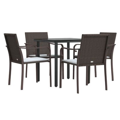 vidaXL Set Pranzo da Giardino 5pz con Cuscini in Polyrattan e Acciaio