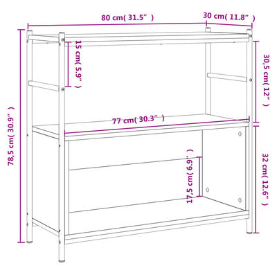 vidaXL Libreria Rovere Marrone 80x30x78,5 cm Legno Multistrato e Ferro