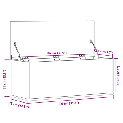 vidaXL Contenitore Portaoggetti Grigio Sonoma 90x35x35 cm Truciolato