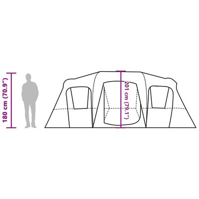 vidaXL Tenda Familiare a Tunnel per 16 Persone Blu Impermeabile