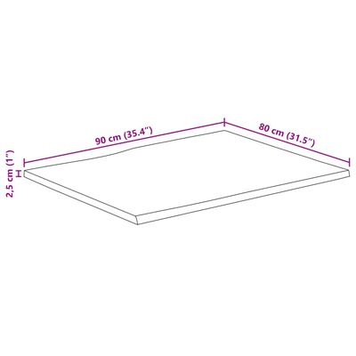 vidaXL Piano Tavolo Bordi Vivi 90x80x2,5cm Legno Massello Mango Grezzo