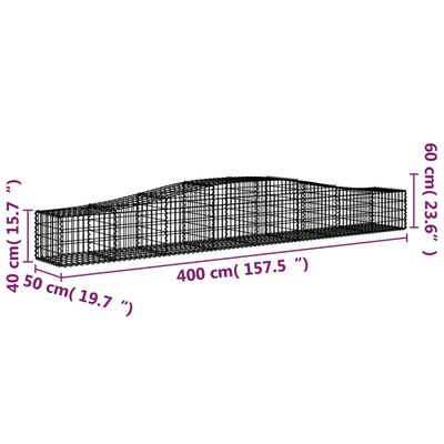 vidaXL Cesti Gabbioni ad Arco 15 pz 400x50x40/60 cm Ferro Zincato