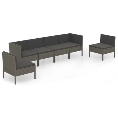 vidaXL Set Divani da Giardino 8 pz con Cuscini in Polyrattan Grigio