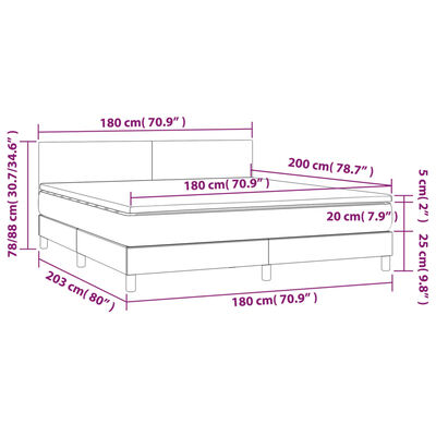 vidaXL Giroletto Molle con Materasso e LED Bianco 180x200cm Similpelle