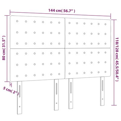 vidaXL Testiera a LED Tortora 144x5x118/128 cm in Tessuto