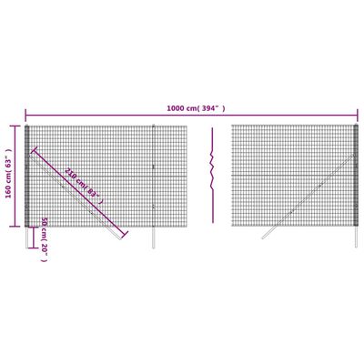 vidaXL Recinzione Metallica Antracite 1,6x10 m in Acciaio Zincato