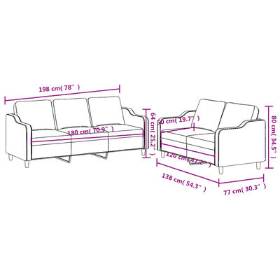 vidaXL Set di Divani 2 pz con Cuscini Grigio Chiaro in Tessuto