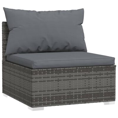 vidaXL Set Divani da Giardino 12 pz con Cuscini in Polyrattan Grigio