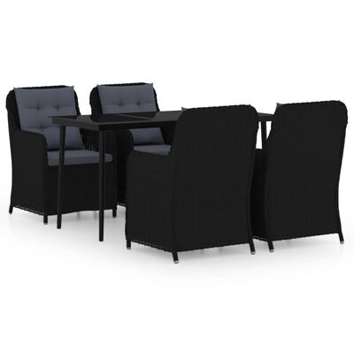 vidaXL Set da Pranzo da Giardino 5 pz Nero