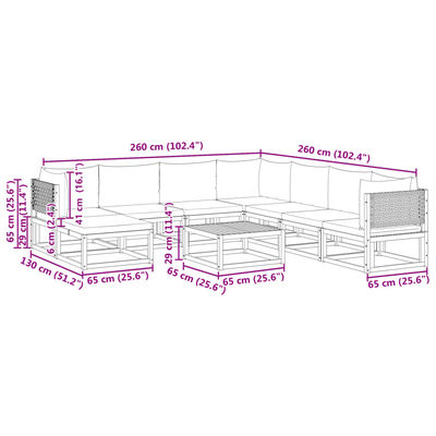 vidaXL Set Divano Giardino 9 pz con Cuscini Legno Massello di Acacia