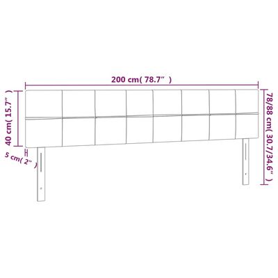 vidaXL Testiera a LED Nera 200x5x78/88 cm in Velluto