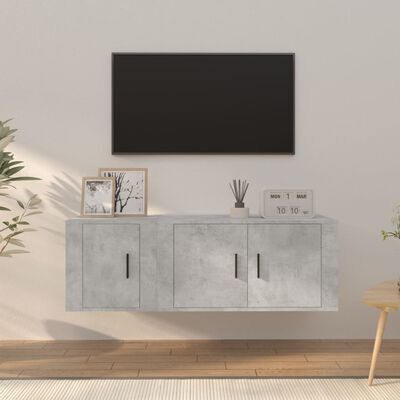 vidaXL Set di Mobili Porta TV 2 pz Grigio Cemento in Legno Multistrato