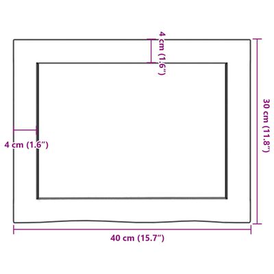 vidaXL Piano Bagno Marrone Scuro 40x30x(2-4)cm Legno Massello Trattato