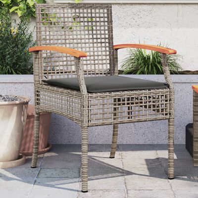 vidaXL Sedie da Giardino con Cuscini 2pz Grigie in Polyrattan e Acacia