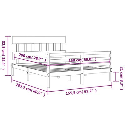 vidaXL Giroletto con Testiera King Size in Legno Massello