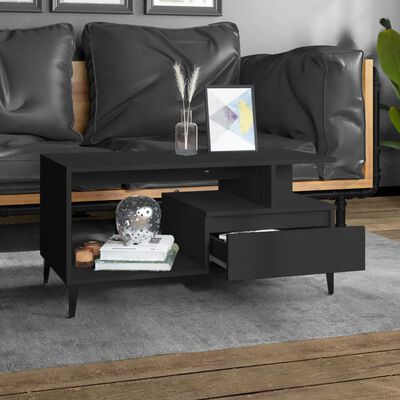 vidaXL Tavolino da Salotto Nero 90x49x45 cm in Legno Multistrato