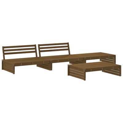 vidaXL Set Divani da Giardino 4 pz con Cuscini in Legno Massello ambra