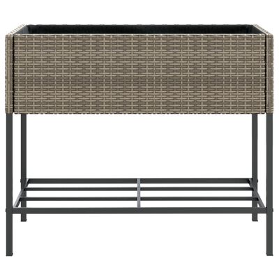 vidaXL Fioriere Giardino con Ripiani 2pz Grigie 90x40x75cm Polyrattan