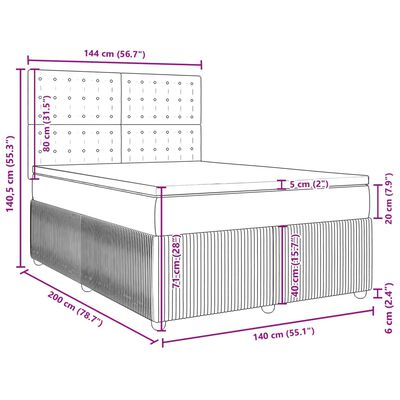 vidaXL Giroletto a Molle con Materasso Grigio Chiaro 140x200cm Tessuto