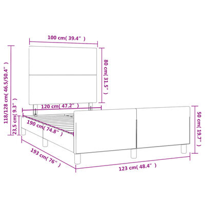 vidaXL Giroletto con Testiera Blu Scuro 120x190 cm in Velluto