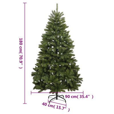 vidaXL Albero Natale Incernierato con 300 LED e Palline 180 cm