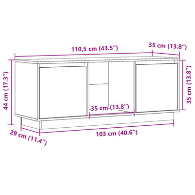 vidaXL Mobile Porta TV Ambra 110,5x35x44 cm in Legno Massello di Pino