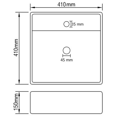 vidaXL Lavabo Troppopieno Cubico Marrone Scuro Opaco 41x41cm Ceramica