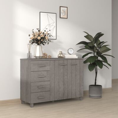 vidaXL Credenza HAMAR Grigio Chiaro 113x40x80cm Legno Massello di Pino