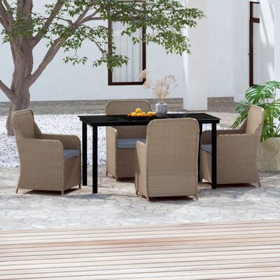 vidaXL Set da Pranzo da Giardino 5 pz con Cuscini Marrone