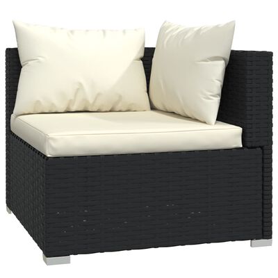 vidaXL Set Divani da Giardino 9 pz con Cuscini in Polyrattan Nero