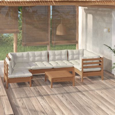 vidaXL Set Salotto Giardino 7pz con Cuscini Marrone Ambra Legno Pino