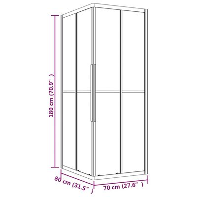 vidaXL Cabina Doccia ESG Smerigliato 80x70x180 cm Nera