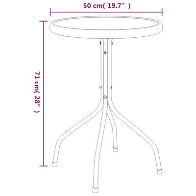 vidaXL Set da Pranzo da Giardino 3 pz in Acciaio Nero