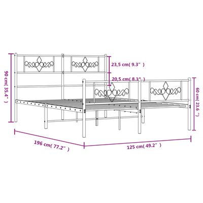 vidaXL Giroletto con Testiera e Pediera Metallo Bianco 120x190 cm